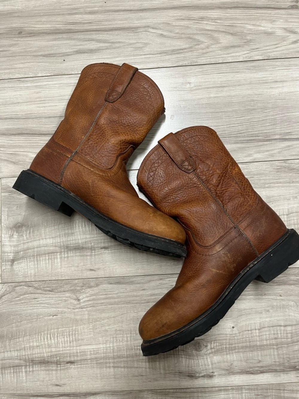 Ariat Brown Leather Pull-On Steel Toe Waterproof Cowboy  Boots
